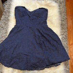 Navy Blue & White  polka dot dress